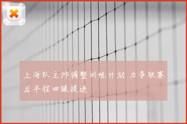 上海队主帅调整训练计划 力争联赛后半程回暖提速